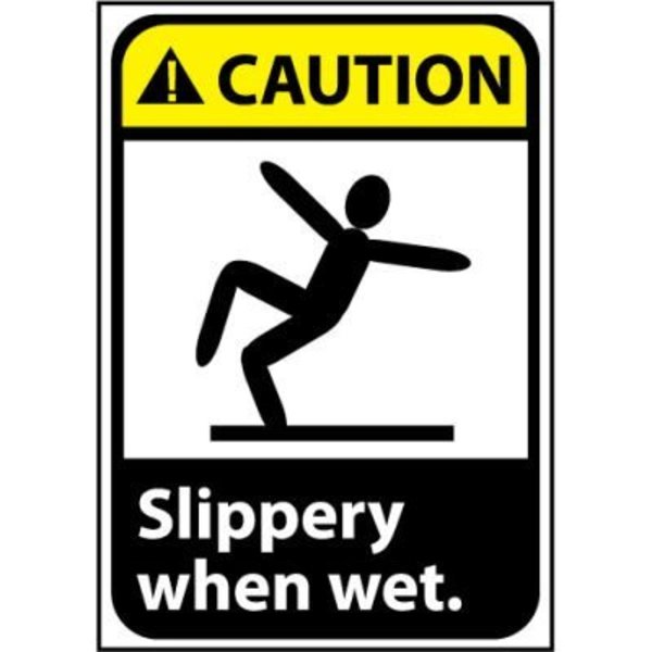 National Marker Co Caution Sign 10x7 Vinyl - Slippery When Wet CGA14P